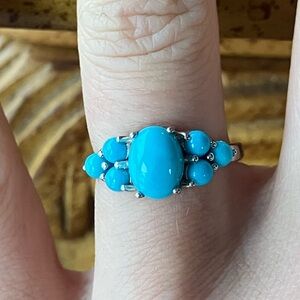 Genuine Sleeping Beauty Turquoise Sterling Silver Ring Size 5.75